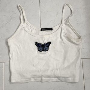 Brandy Melville butterfly embroidered cropped tank top
